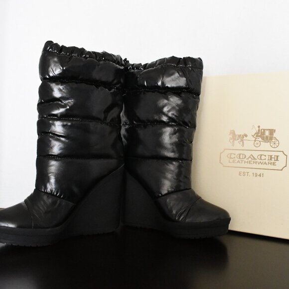 SPRING SALE PRICE DROP: COACH patent leather wedge boot - Picture 1 of 13